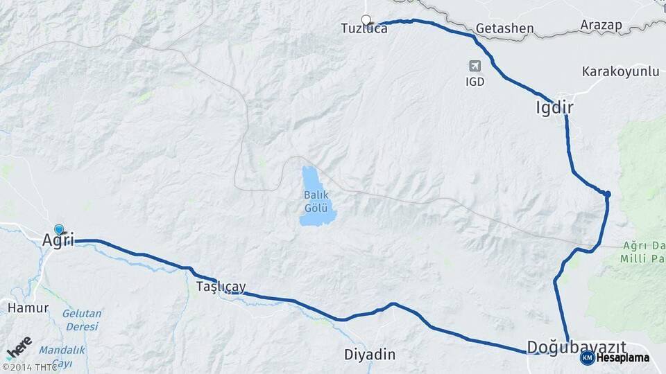 Ağrı Tuzluca Iğdır Arası Kaç Km - Yol Haritası