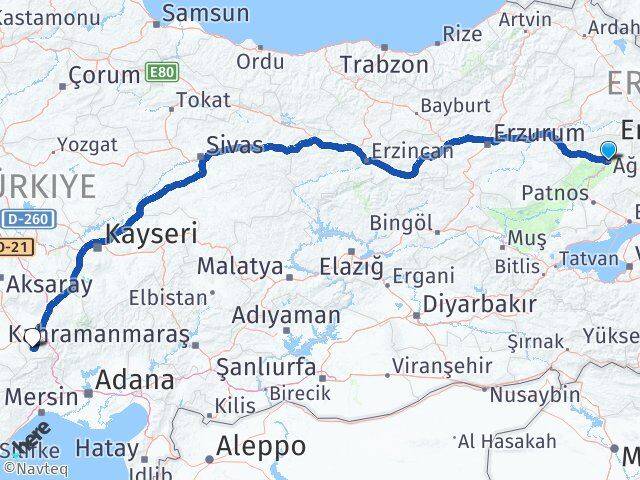 Ağrı Ulukışla Niğde Arası Kaç Km - Yol Haritası