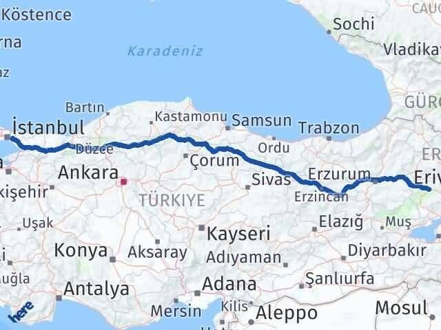 Ağrı Ümraniye İstanbul Arası Kaç Km - Yol Haritası