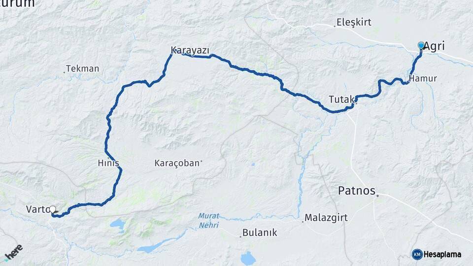 Ağrı Varto Muş Arası Kaç Km - Yol Haritası