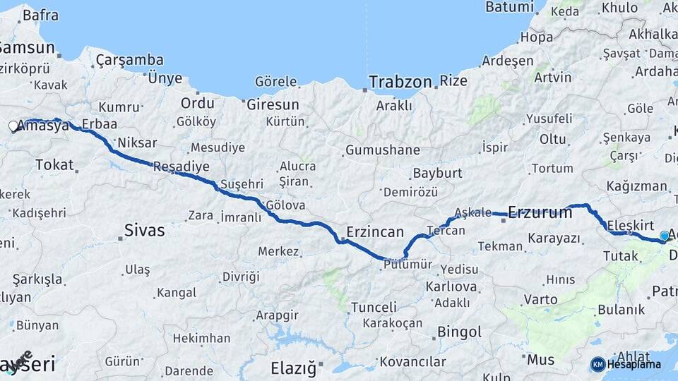 Ağrı Veysel Karani Siirt Arası Kaç Km - Yol Haritası
