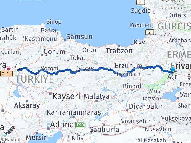 Ağrı Yahşihan Kırıkkale Arası Kaç Km - Yol Haritası