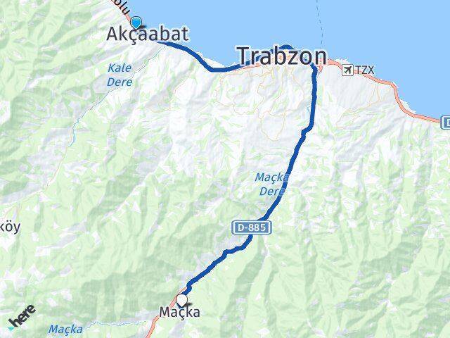 Akçaabat Otogarı Maçka Arası Kaç Km - Yol Tarifi
