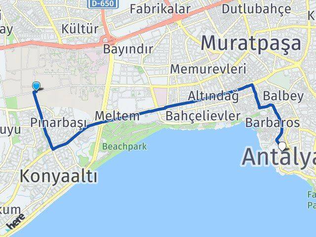 Akdeniz Üniversitesi Antalya Arası Kaç Km - Yol Tarifi