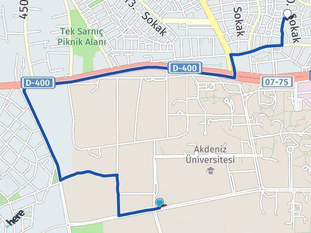 Akdeniz Üniversitesi Kültür Arası Kaç Km - Yol Tarifi