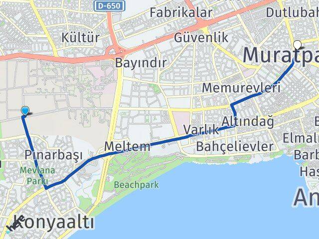 Akdeniz Üniversitesi Muratpaşa Arası Kaç Km - Yol Tarifi