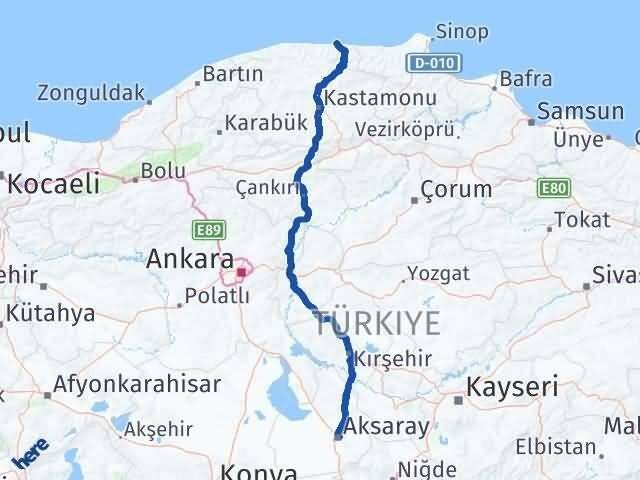Aksaray Abana Kastamonu Arası Kaç Km - Yol Haritası