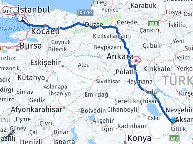 Aksaray Adalar İstanbul Arası Kaç Km - Yol Haritası
