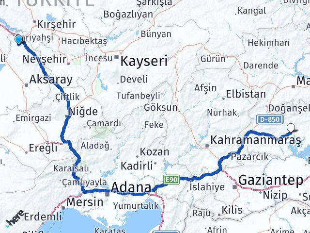 Aksaray Ağaçören Adıyaman Arası Kaç Km - Yol Haritası