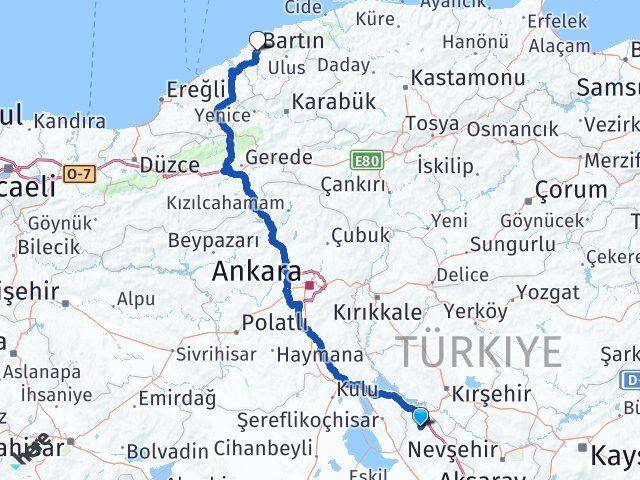 Aksaray Ağaçören Bartın Arası Kaç Km - Yol Haritası
