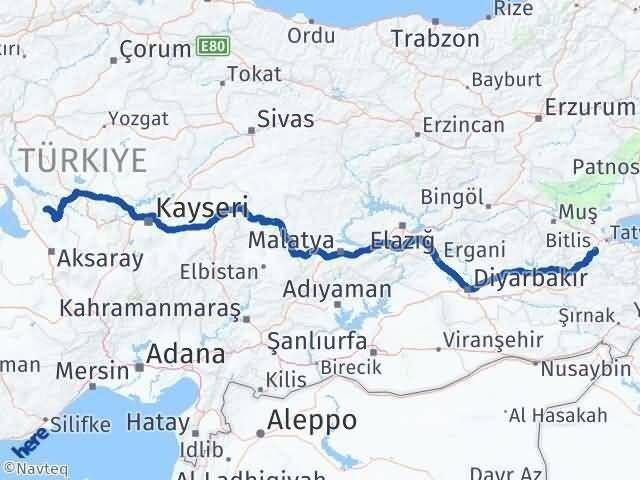 Aksaray Ağaçören Bitlis Arası Kaç Km - Yol Haritası