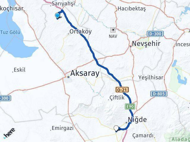 Aksaray Ağaçören Bor Niğde Arası Kaç Km - Yol Haritası