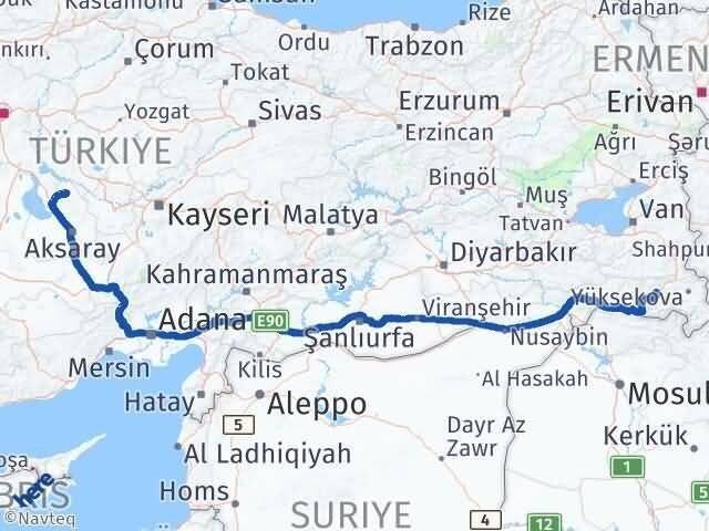 Aksaray Ağaçören Hakkari Arası Kaç Km - Yol Haritası