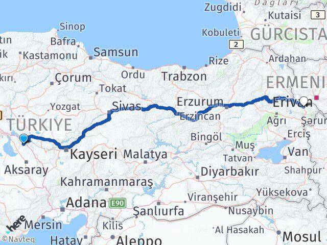 Aksaray Ağaçören Iğdır Arası Kaç Km - Yol Haritası