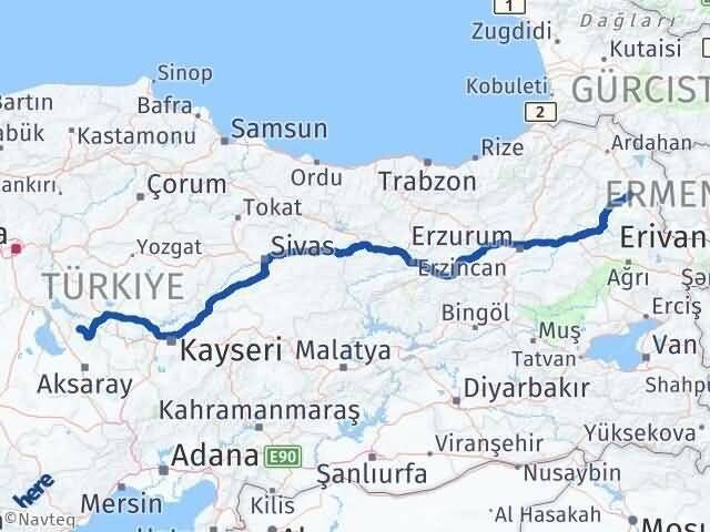 Aksaray Ağaçören Kars Arası Kaç Km - Yol Haritası
