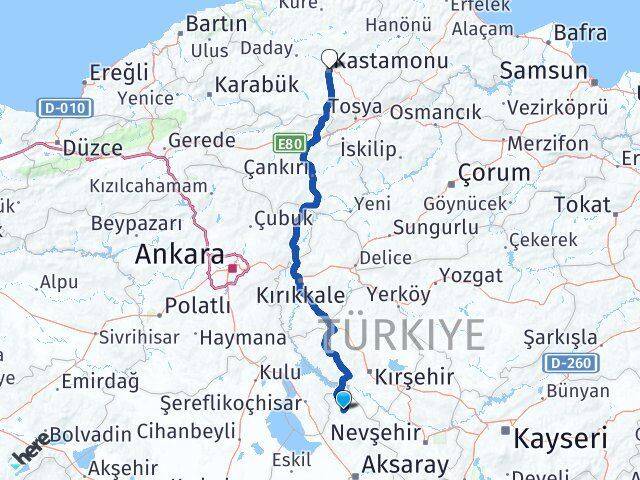 Aksaray Ağaçören Kastamonu Arası Kaç Km - Yol Haritası