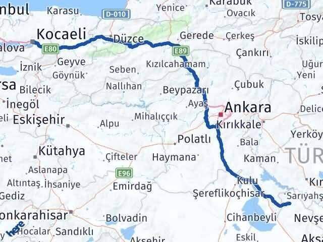 Aksaray Ağaçören Kocaeli Arası Kaç Km - Yol Haritası