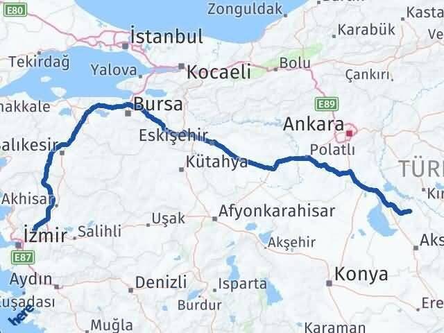 Aksaray Ağaçören Manisa Arası Kaç Km - Yol Haritası