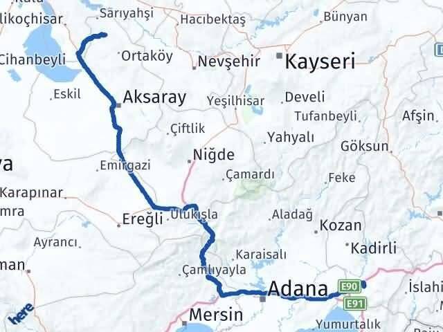 Aksaray Ağaçören Osmaniye Arası Kaç Km - Yol Haritası