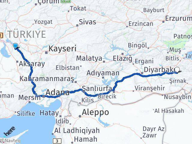 Aksaray Ağaçören Siirt Arası Kaç Km - Yol Haritası