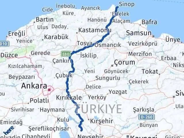 Aksaray Ağaçören Sinop Arası Kaç Km - Yol Haritası