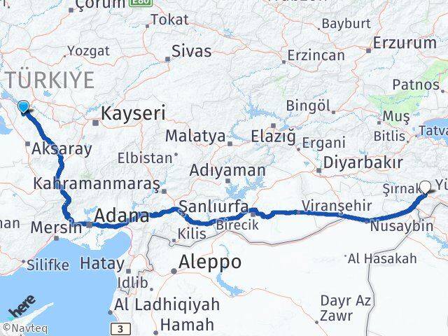 Aksaray Ağaçören Şırnak Arası Kaç Km - Yol Haritası