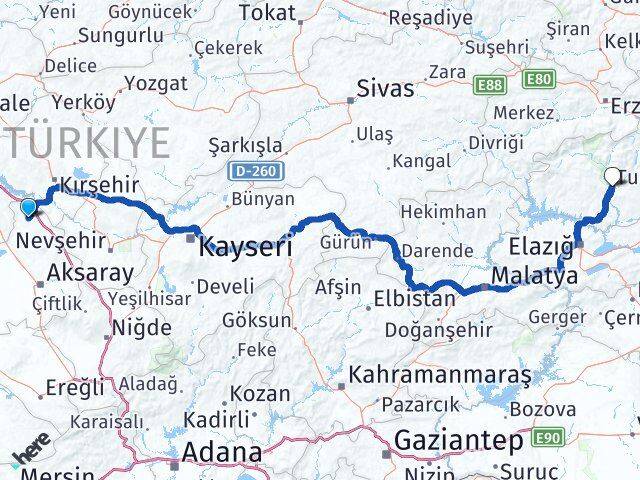 Aksaray Ağaçören Tunceli Arası Kaç Km - Yol Haritası
