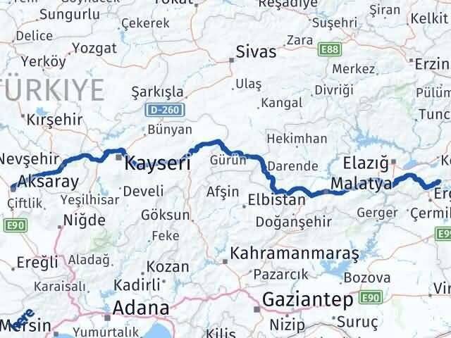 Aksaray Alacakaya Elazığ Arası Kaç Km - Yol Haritası
