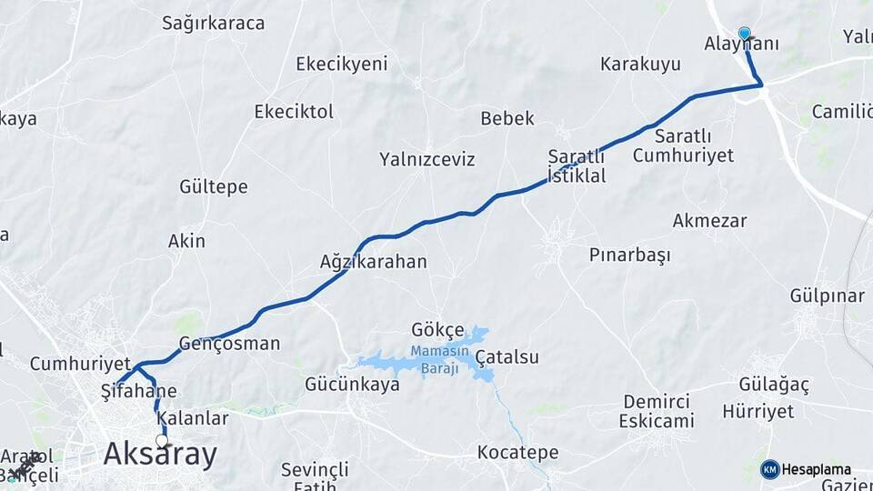 Alayhanı Aksaray Arası Kaç Km - Yol Tarifi