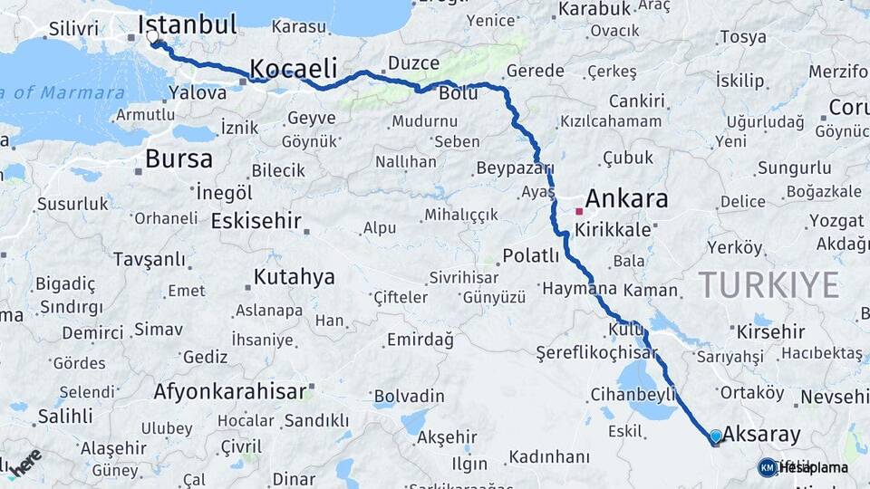 Aksaray Aşağı Dudullu Ümraniye İstanbul Arası Kaç Km - Yol Haritası