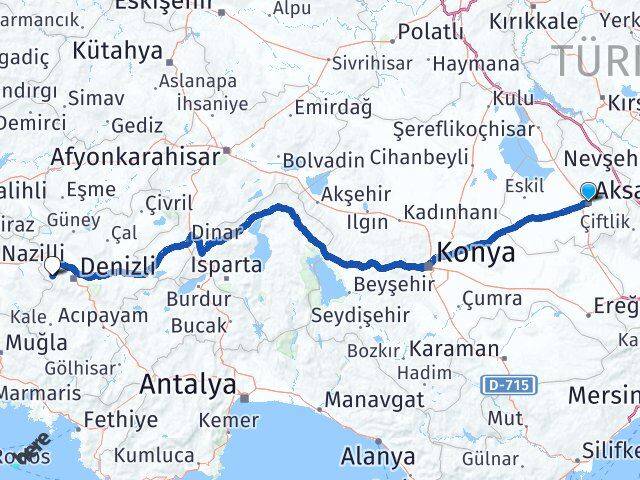 Aksaray Babadağ Denizli Arası Kaç Km - Yol Haritası