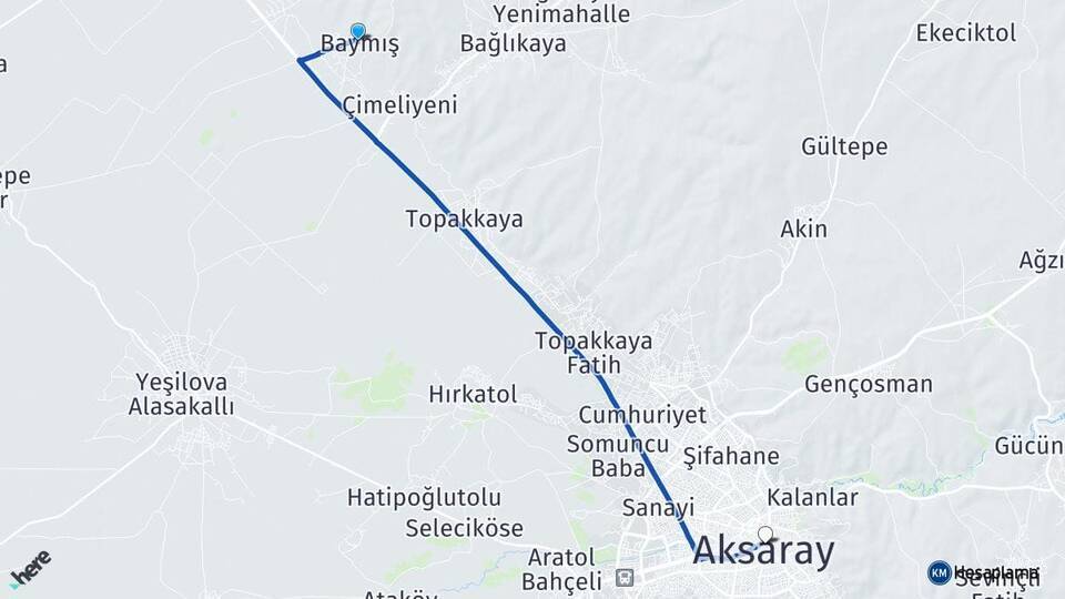 Baymış Aksaray Arası Kaç Km - Yol Tarifi