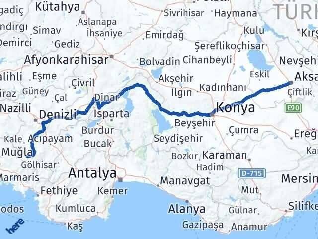 Aksaray Beyağaç Denizli Arası Kaç Km - Yol Haritası