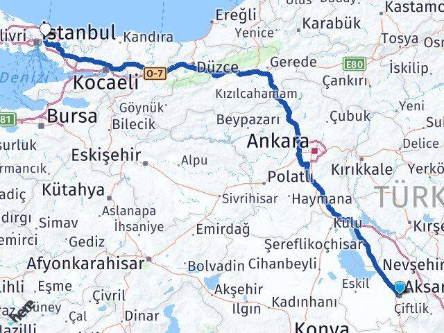 Aksaray Beykoz İstanbul Arası Kaç Km - Yol Haritası