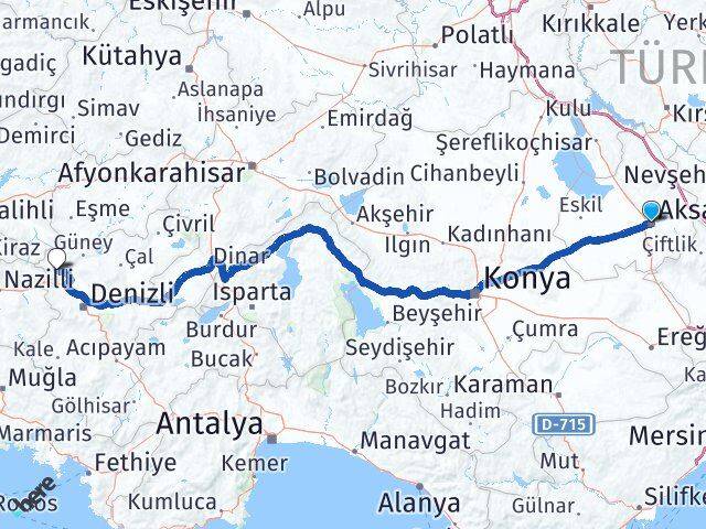 Aksaray Buldan Denizli Arası Kaç Km - Yol Haritası