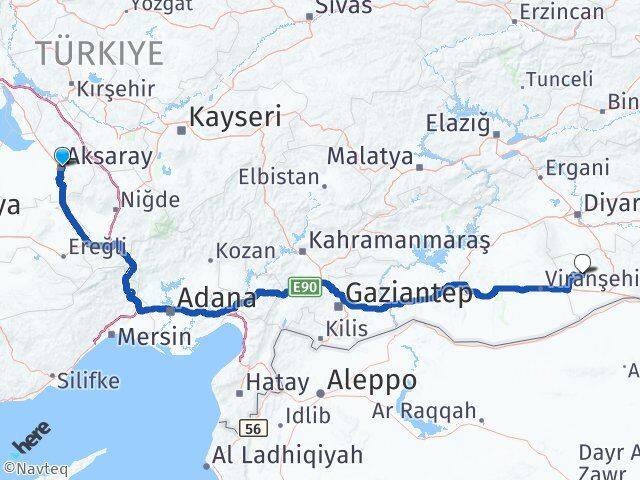 Aksaray Derik Mardin Arası Kaç Km - Yol Haritası