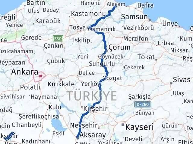 Aksaray Dikmen Sinop Arası Kaç Km - Yol Haritası