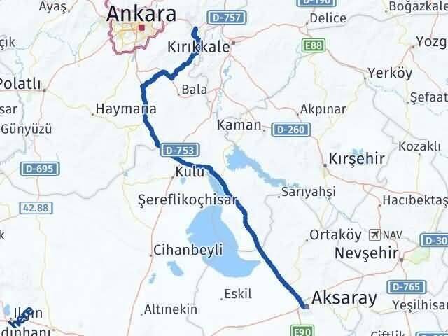 Aksaray Elmadağ Ankara Arası Kaç Km - Yol Haritası