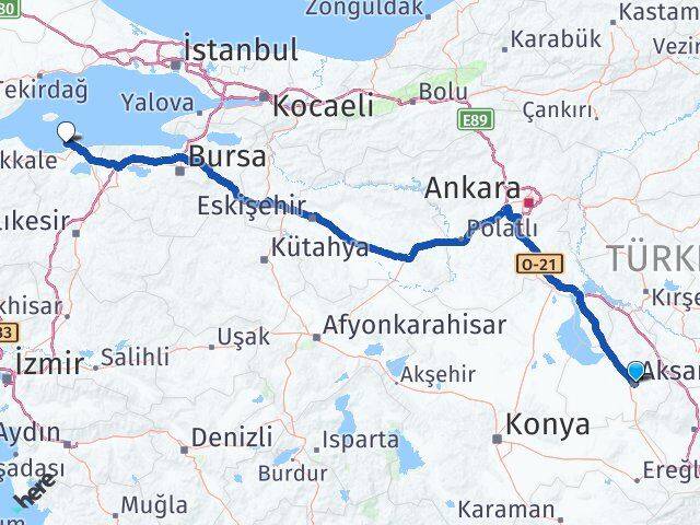 Aksaray Erdek Balıkesir Arası Kaç Km - Yol Haritası