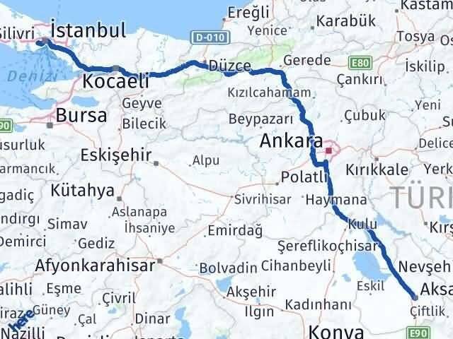 Aksaray Esenler İstanbul Arası Kaç Km - Yol Haritası