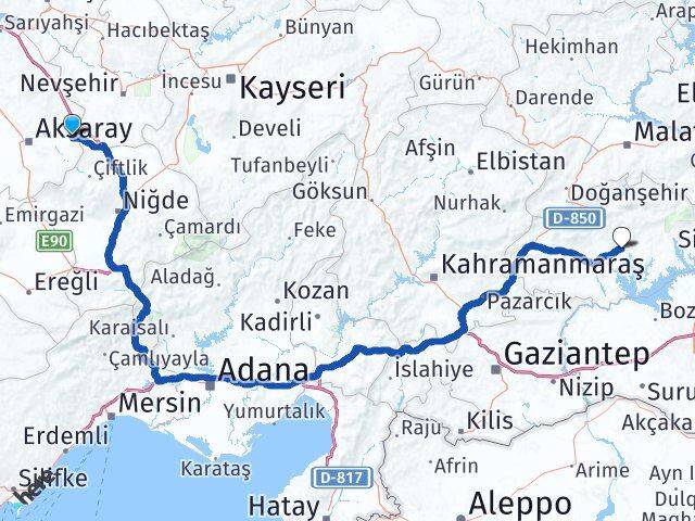 Aksaray Gülağaç Adıyaman Arası Kaç Km - Yol Haritası