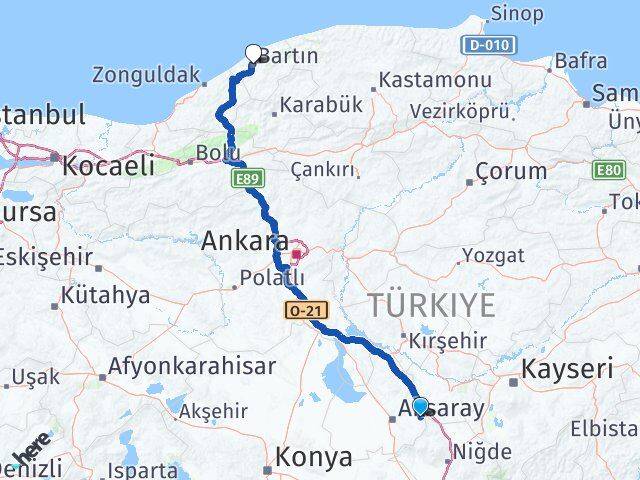 Aksaray Gülağaç Bartın Arası Kaç Km - Yol Haritası
