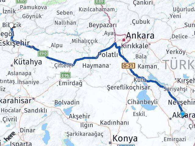 Aksaray Gülağaç Bilecik Arası Kaç Km - Yol Haritası