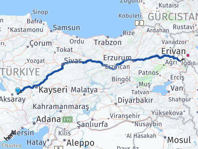 Aksaray Gülağaç Iğdır Arası Kaç Km - Yol Haritası