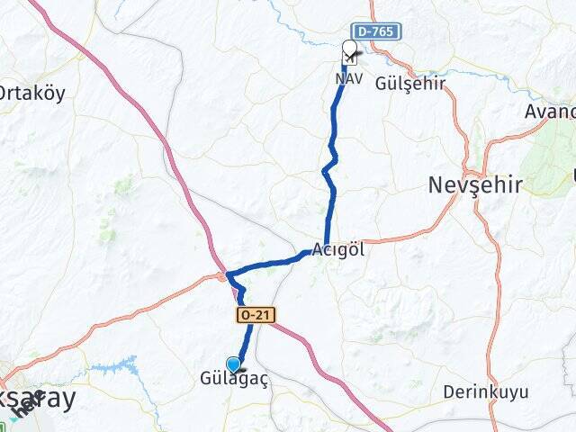 Gülağaç Kapadokya Havalimanı Arası Kaç Km - Yol Tarifi