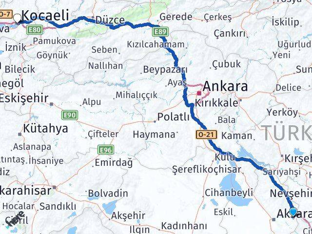 Aksaray Gülağaç Kocaeli Arası Kaç Km - Yol Haritası