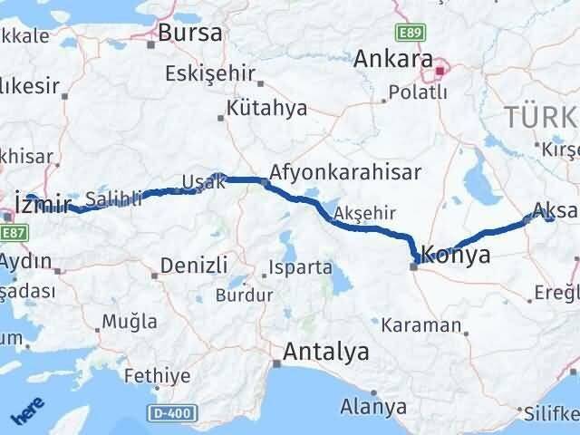 Aksaray Gülağaç Manisa Arası Kaç Km - Yol Haritası