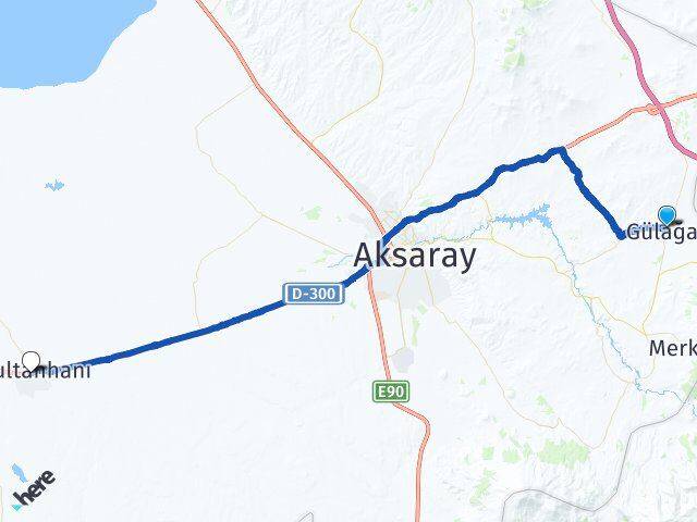 Aksaray Gülağaç Sultanhanı Arası Kaç Km - Yol Haritası