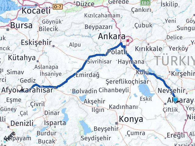 Aksaray Gülağaç Uşak Arası Kaç Km - Yol Haritası