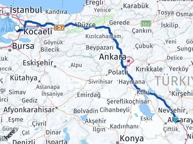 Aksaray Gülağaç Yalova Arası Kaç Km - Yol Haritası